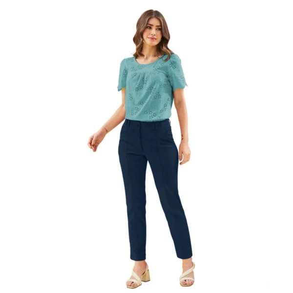 Women's Polyester Solid With Pocket Pant (Blue) - Image 4