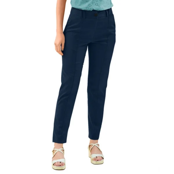 Women's Polyester Solid With Pocket Pant (Blue) - Image 5