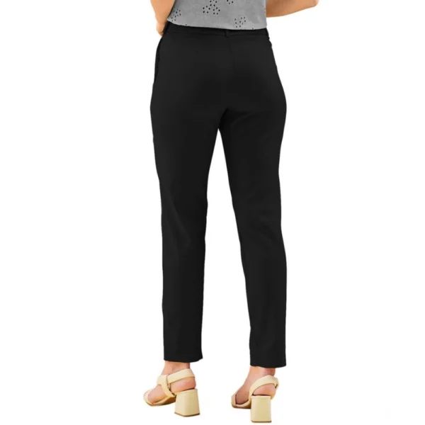 Women's Polyester Solid With Pocket Pant (Black) - Image 2