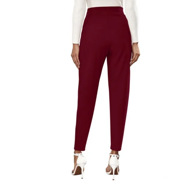 Women's Polyester Solid With Pocket Pant (Maroon) - Image 2