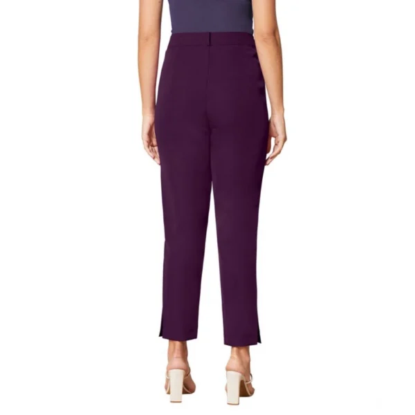 Women's Polyester Solid With Pocket Pant (Wine) - Image 2