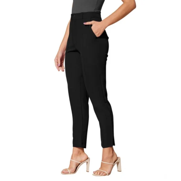 Women's Polyester Solid With Pocket Pant (Black) - Image 4