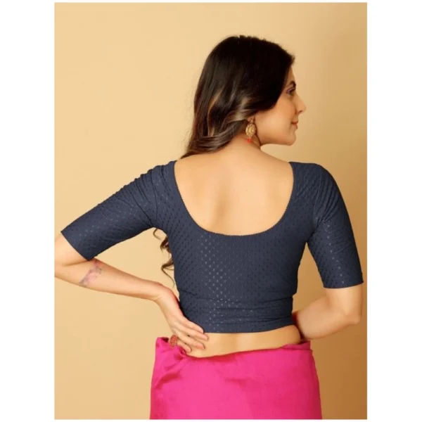 Pack Of_2 Women's Hosiery Short Sleeves Round Neck Non-Padded Blouse (Navy Blue) - Image 2