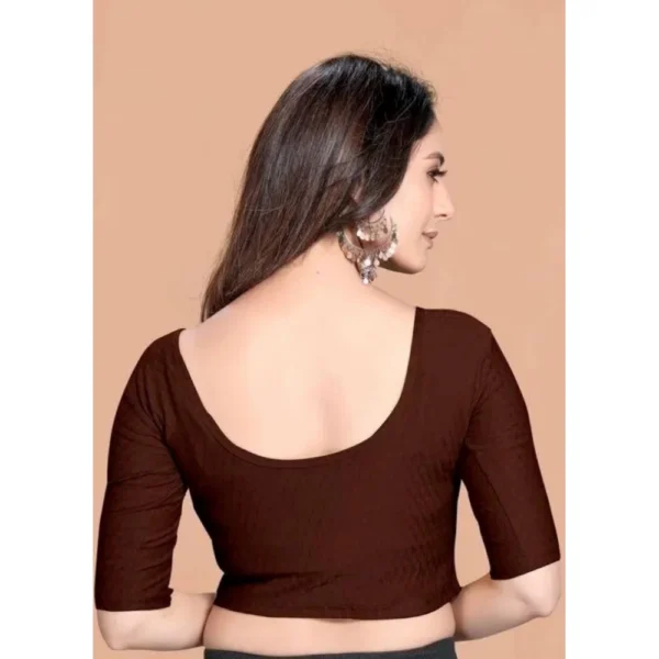Pack Of_2 Women's Hosiery Short Sleeves Round Neck Non-Padded Blouse (Brown) - Image 4