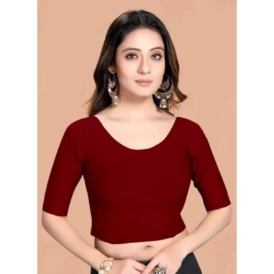 Pack Of_2 Women's Hosiery Short Sleeves Round Neck Non-Padded Blouse (Maroon)