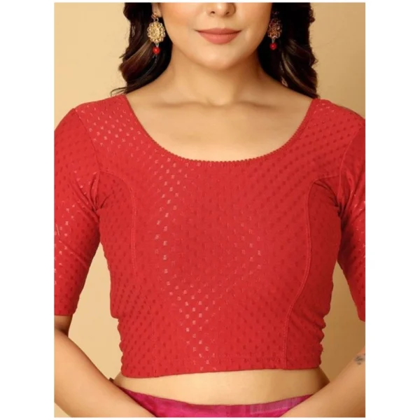 Pack Of_2 Women's Hosiery Short Sleeves Round Neck Non-Padded Blouse (Red) - Image 2