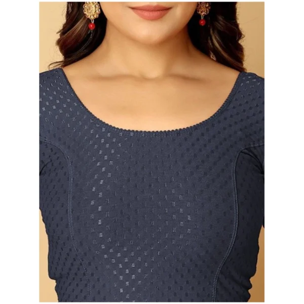 Pack Of_2 Women's Hosiery Short Sleeves Round Neck Non-Padded Blouse (Navy Blue) - Image 4