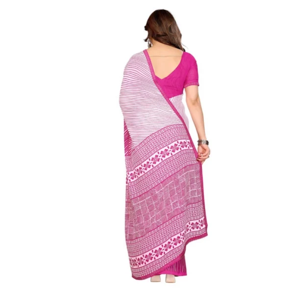 Women's Georgette Printed Saree With Unstitched Blouse 5.5Mtr (Pink) - Image 3