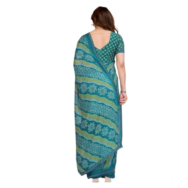 Women's Georgette Printed Saree With Unstitched Blouse 5.5Mtr (Sky Blue) - Image 3