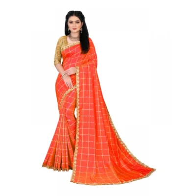 Women's Sana Silk Bandhni Saree With Unstitched Blouse 5.5Mtr (Orange)