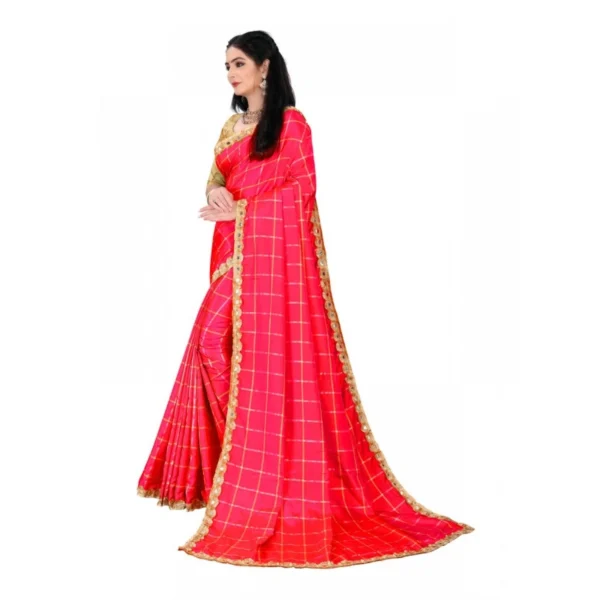 Women's Sana Silk Bandhni Saree With Unstitched Blouse 5.5Mtr (Red) - Image 3