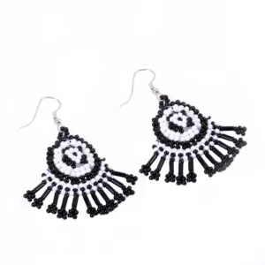 Women's Alloy, Thread Hook Dangler Hanging Earrings-Black - Image 3