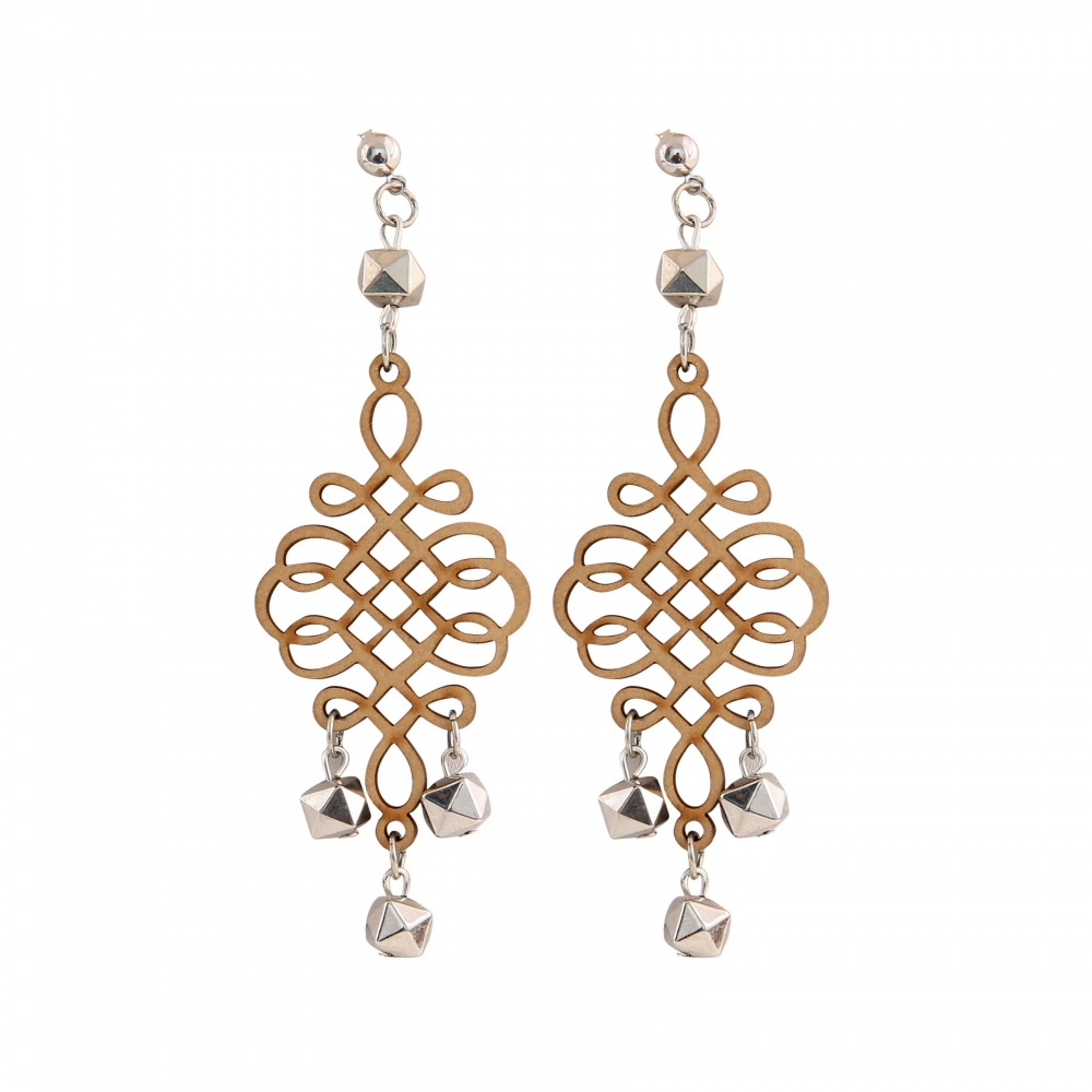 Women's Wooden handcrafted Hook Dangler Hanging Fashion Earrings-Brown
