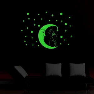 Green Galaxy Of Stars With Moon Radium Night Glow Wall Sticker - Image 4