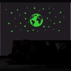 Green Star And Earth Decorative Radium Sticker Wall Sticker - Image 4