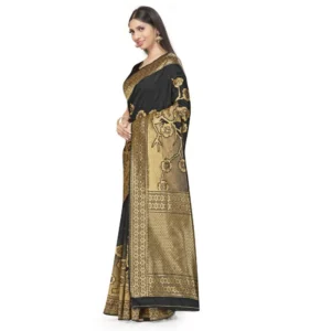 Women's Banarasi Silk Saree (Black,5-6 Mtrs) - Image 4