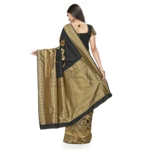 Women's Banarasi Silk Saree (Black,5-6 Mtrs) - Image 3