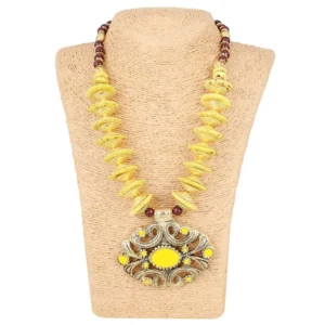 Women's Designer Yellow and Golden Beads Necklace (Color: Yellow) - Image 3