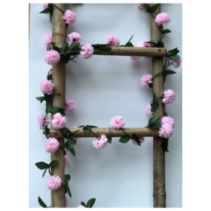 Artificial Light Pink Chrysanthemum Dahlia Flower Vine Creeper With Big Green Leaves For Home Decoraton (Color: LightPink, Material: Silk Polyester) - Image 2