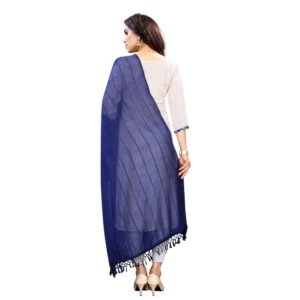 Women's Cotton Silk Strips Printed Dupatta (Blue, Length:2-2.4 mtr) - Image 3
