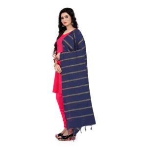 Women's Cotton Jari Woven Work Dupatta (Blue, Length:2-2.4 mtr) - Image 3