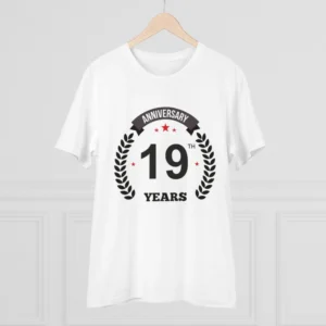 Men's PC Cotton 19th Anniversary Printed T Shirt (Color: White, Thread Count: 180GSM) - Image 3