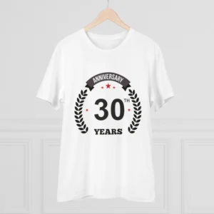 Men's PC Cotton 30th Anniversary Printed T Shirt (Color: White, Thread Count: 180GSM) - Image 3