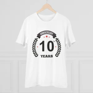 Men's PC Cotton 10th Anniversary Printed T Shirt (Color: White, Thread Count: 180GSM) - Image 3