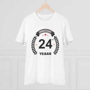Men's PC Cotton 24th Anniversary Printed T Shirt (Color: White, Thread Count: 180GSM) - Image 3