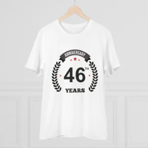 Men's PC Cotton 46th Anniversary Printed T Shirt (Color: White, Thread Count: 180GSM) - Image 3