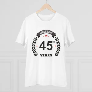 Men's PC Cotton 45th Anniversary Printed T Shirt (Color: White, Thread Count: 180GSM) - Image 3