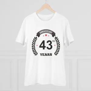 Men's PC Cotton 43rd Anniversary Printed T Shirt (Color: White, Thread Count: 180GSM) - Image 3