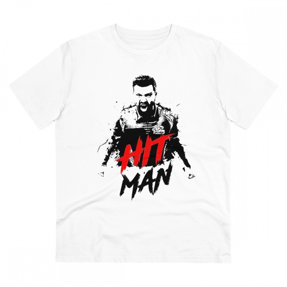 Men's PC Cotton Cricket Design Printed T Shirt (Color: White, Thread Count: 180GSM)