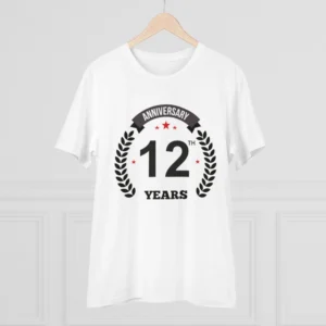 Men's PC Cotton 12th Anniversary Printed T Shirt (Color: White, Thread Count: 180GSM) - Image 3