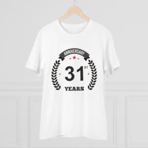 Men's PC Cotton 31st Anniversary Printed T Shirt (Color: White, Thread Count: 180GSM) - Image 3