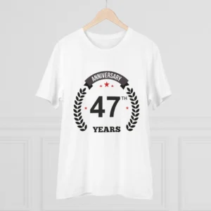 Men's PC Cotton 47th Anniversary Printed T Shirt (Color: White, Thread Count: 180GSM) - Image 3