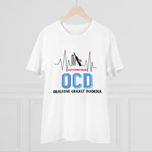 Men's PC Cotton Cricket Design Printed T Shirt (Color: White, Thread Count: 180GSM) - Image 3
