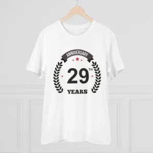Men's PC Cotton 29th Anniversary Printed T Shirt (Color: White, Thread Count: 180GSM) - Image 3