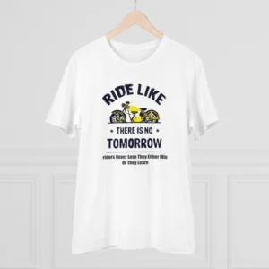 Men's PC Cotton Bike Ride Design Printed T Shirt (Color: White, Thread Count: 180GSM) - Image 3
