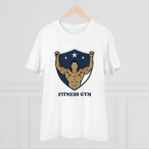 Men's PC Cotton Fittnes Gym Printed T Shirt (Color: White, Thread Count: 180GSM) - Image 3