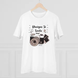 Men's PC Cotton Bhaiya Ji Smile Printed T Shirt (Color: White, Thread Count: 180GSM) - Image 3