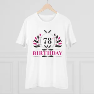 Men's PC Cotton 78th Birthday Printed T Shirt (Color: White, Thread Count: 180GSM) - Image 3