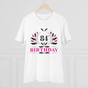 Men's PC Cotton 84th Birthday Printed T Shirt (Color: White, Thread Count: 180GSM) - Image 3