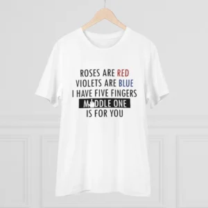 Men's PC Cotton Roses Are Red Printed T Shirt (Color: White, Thread Count: 180GSM) - Image 3