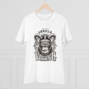 Men's PC Cotton Gorila Desing Printed T Shirt (Color: White, Thread Count: 180GSM) - Image 3