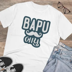 Men's PC Cotton Baapu Printed T Shirt (Color: White, Thread Count: 180GSM) - Image 4