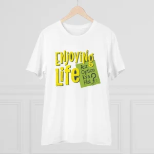 Men's PC Cotton Enjoying Life Printed T Shirt (Color: White, Thread Count: 180GSM) - Image 3