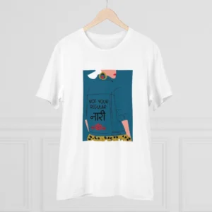 Men's PC Cotton Not Your Regular Naari Printed T Shirt (Color: White, Thread Count: 180GSM) - Image 3