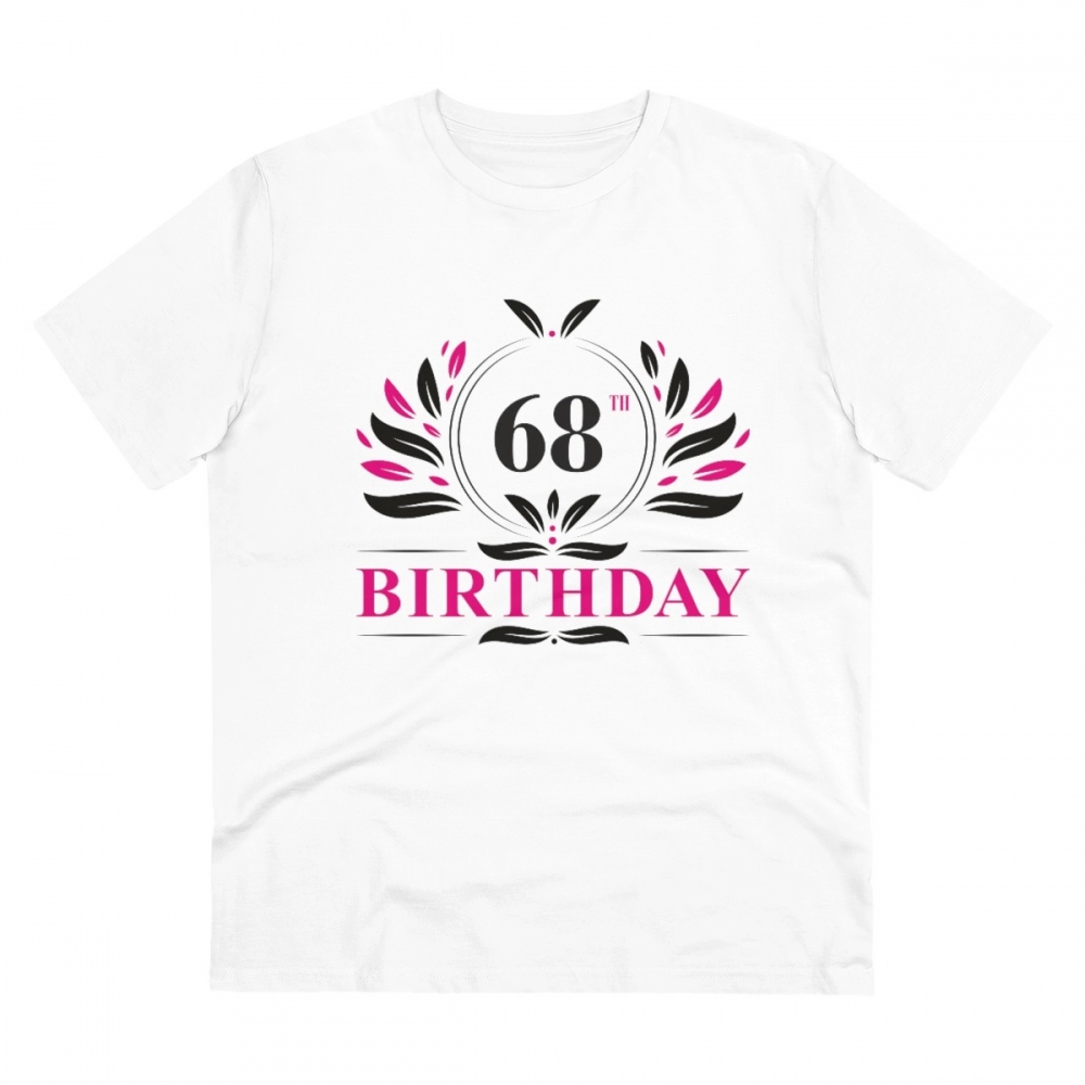 Men's PC Cotton 68th Birthday Printed T Shirt (Color: White, Thread Count: 180GSM)