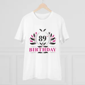 Men's PC Cotton 89th Birthday Printed T Shirt (Color: White, Thread Count: 180GSM) - Image 3
